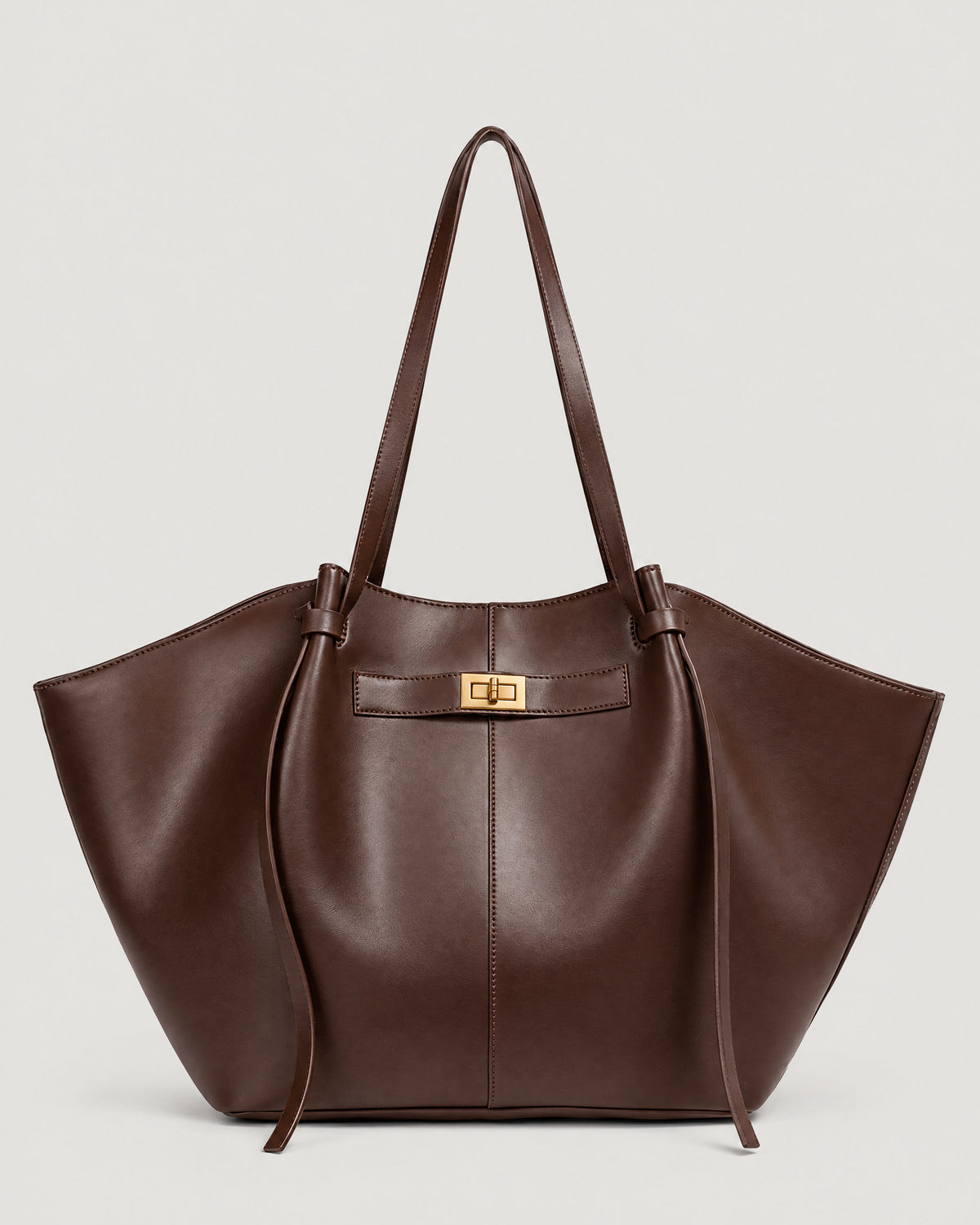 Leder Shopper Damen Dunkelbraun – Vorderansicht