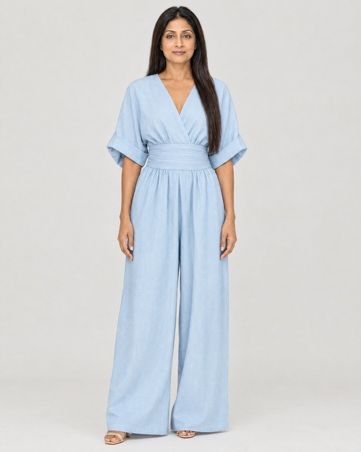 Jumpsuit Hellblau – Vorderansicht