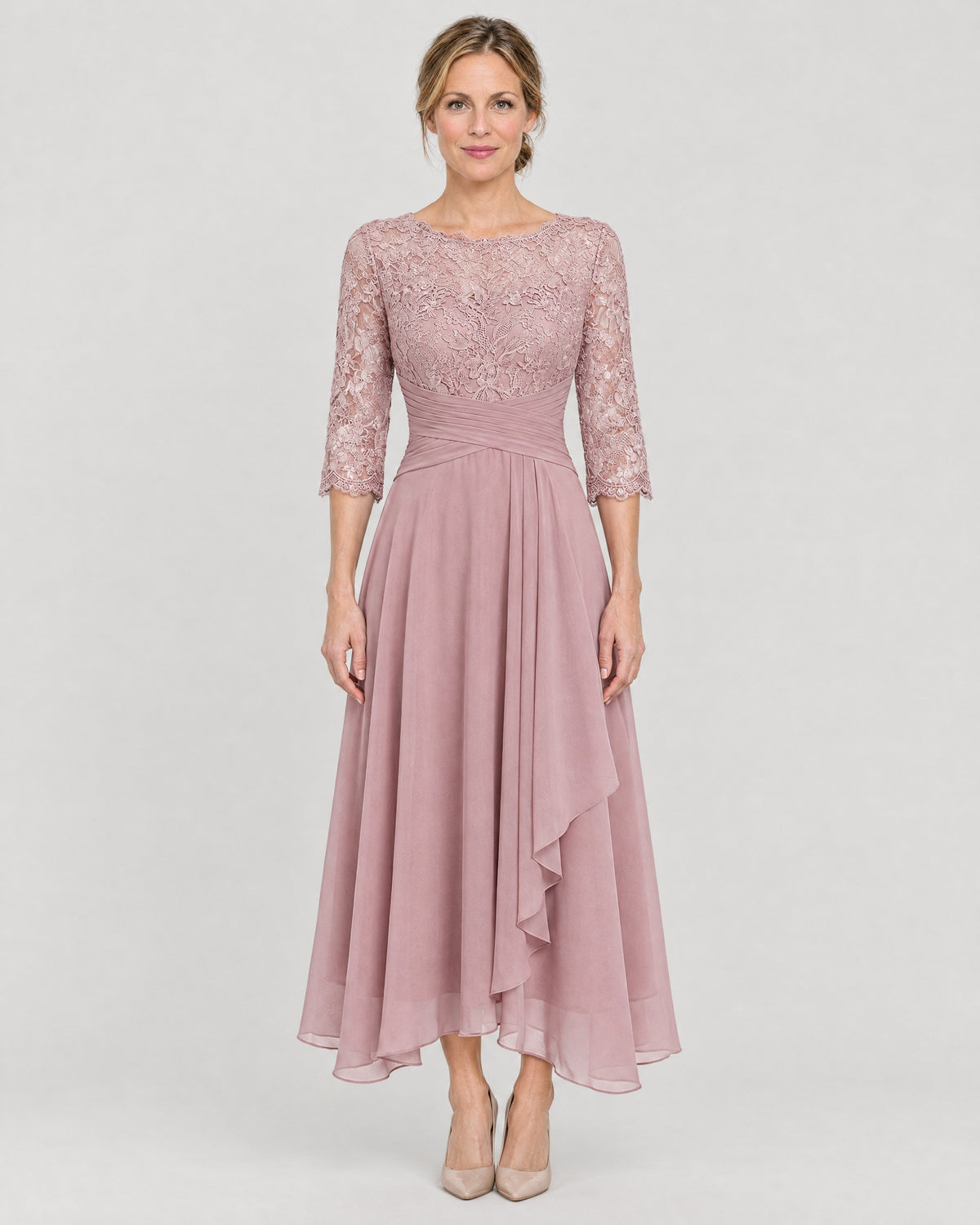 Spitzenkleid Damen Rosa – Vorderansicht