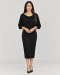 Strick-Midikleid Damen Schwarz – Vorderansicht