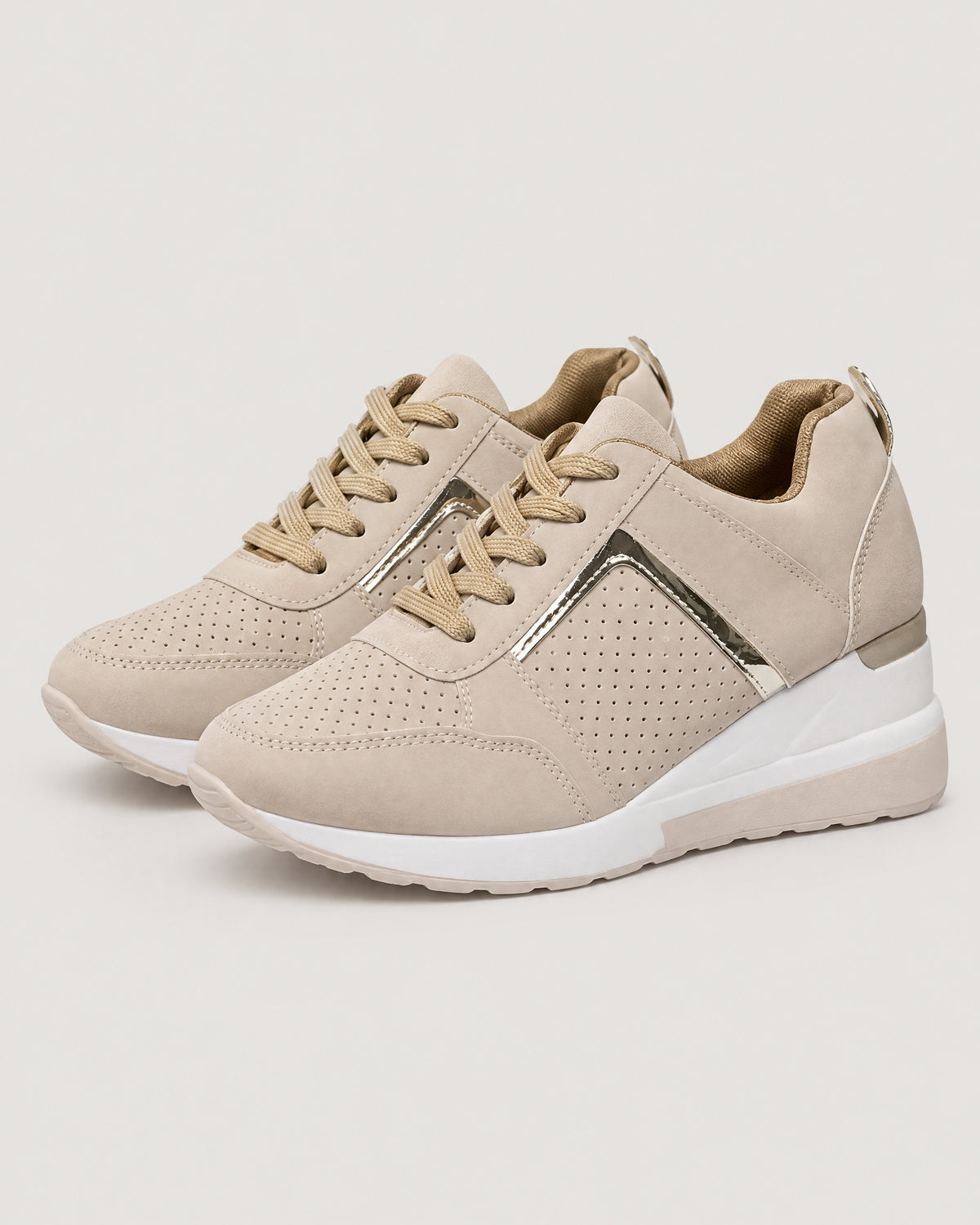Keil-Sneaker Beige – Paar