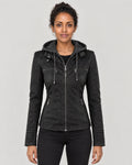 Kunstlederjacke Damen Schwarz – Vorderansicht