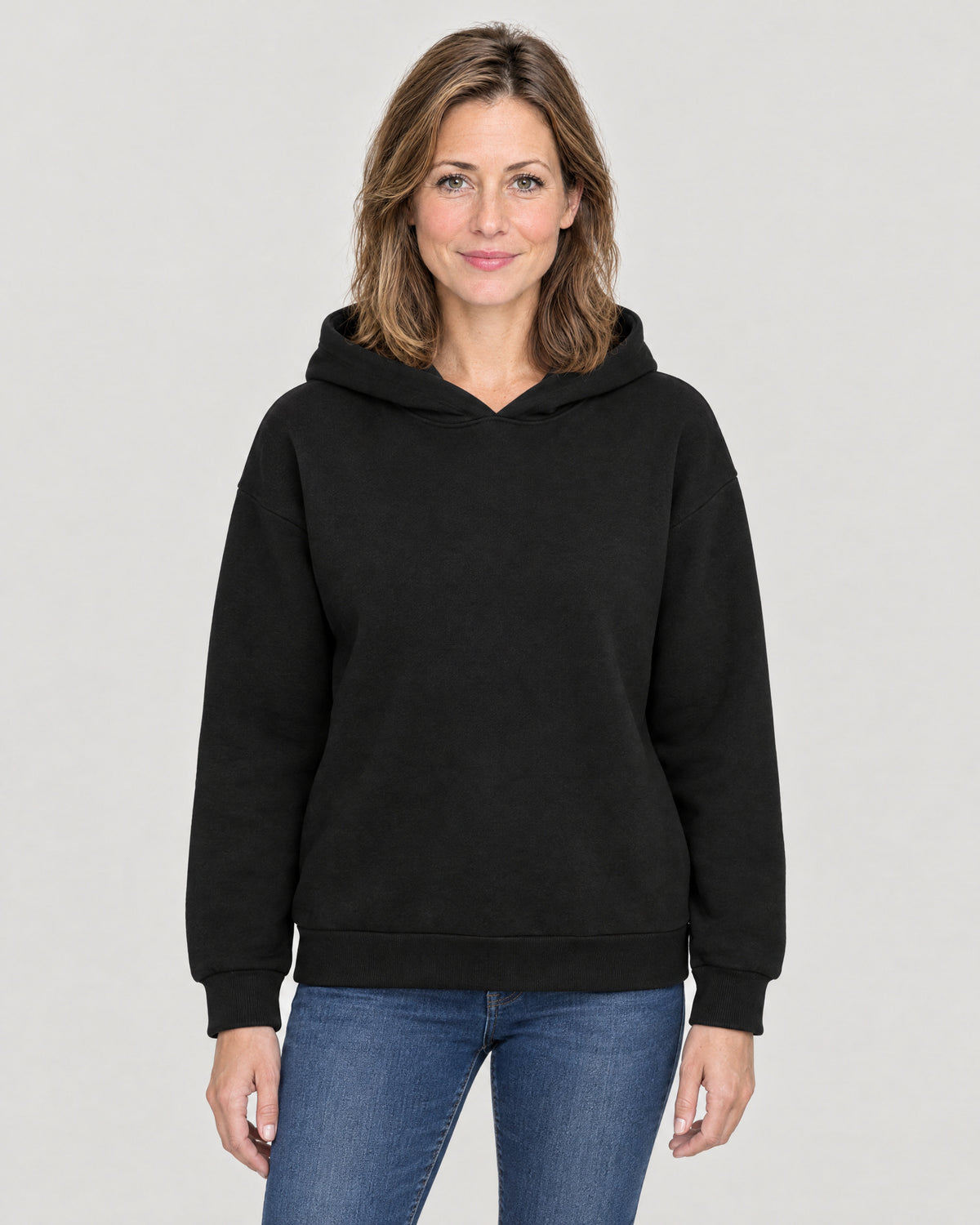 Hoodie Damen Schwarz – Vorderansicht