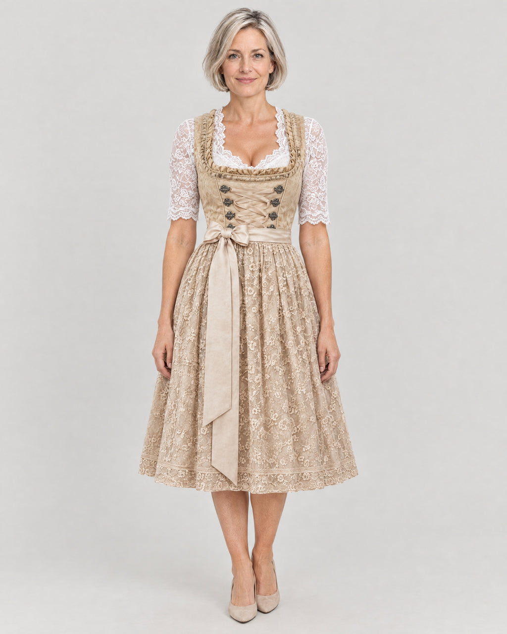 Dirndl Beige – Vorderansicht