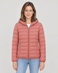 Leichte Daunenjacke Damen Koralle – Vorderansicht