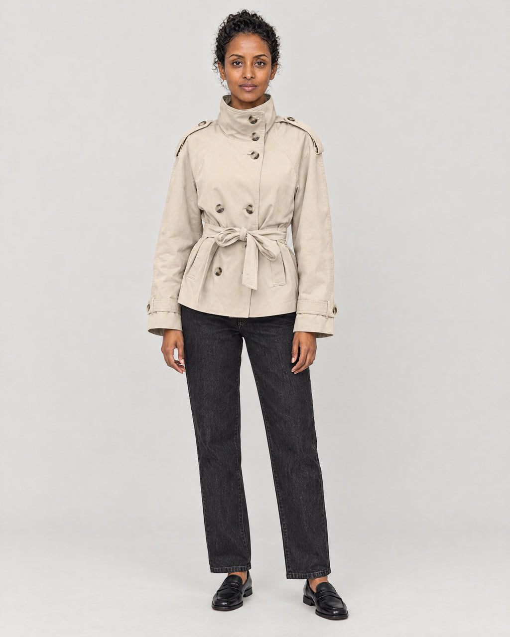 Trenchjacke Sand – Vorderansicht