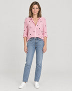 Bluse Vogelprint Rosa – Vorderansicht