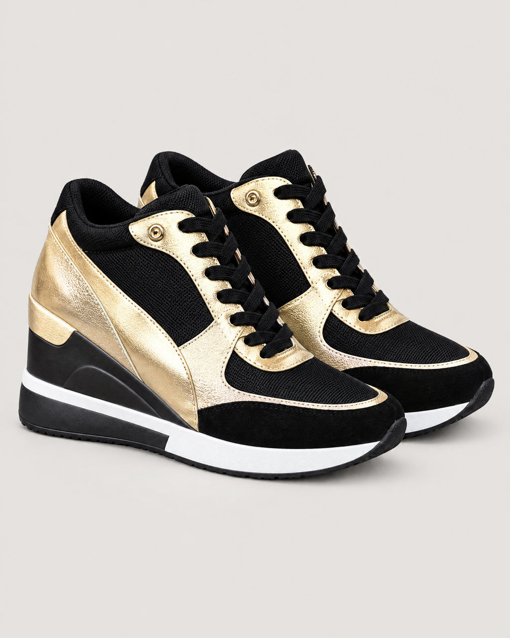 Keil-Sneaker Gold – Vorderansicht