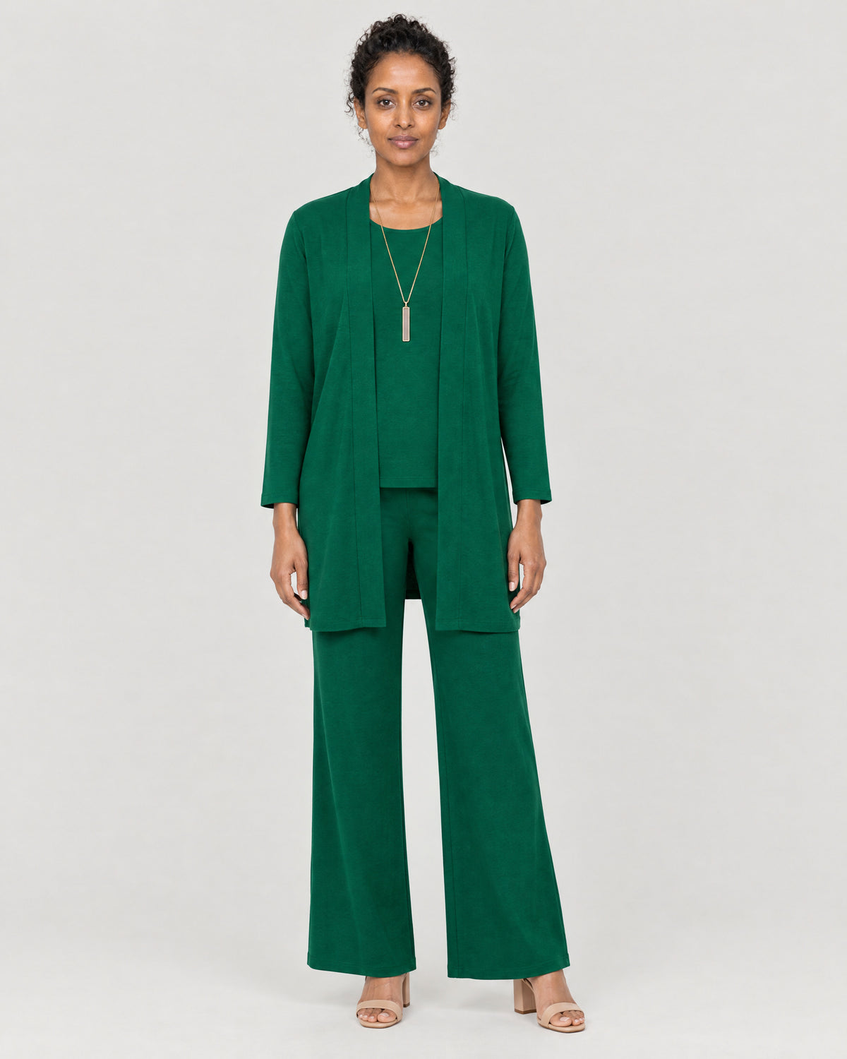 Set mit Strickjacke Damen Grün – Vorderansicht