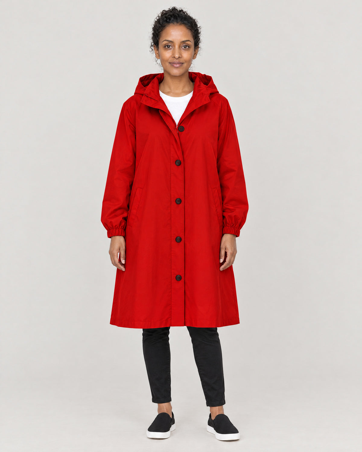 Regenmantel Damen Rot – Vorderansicht