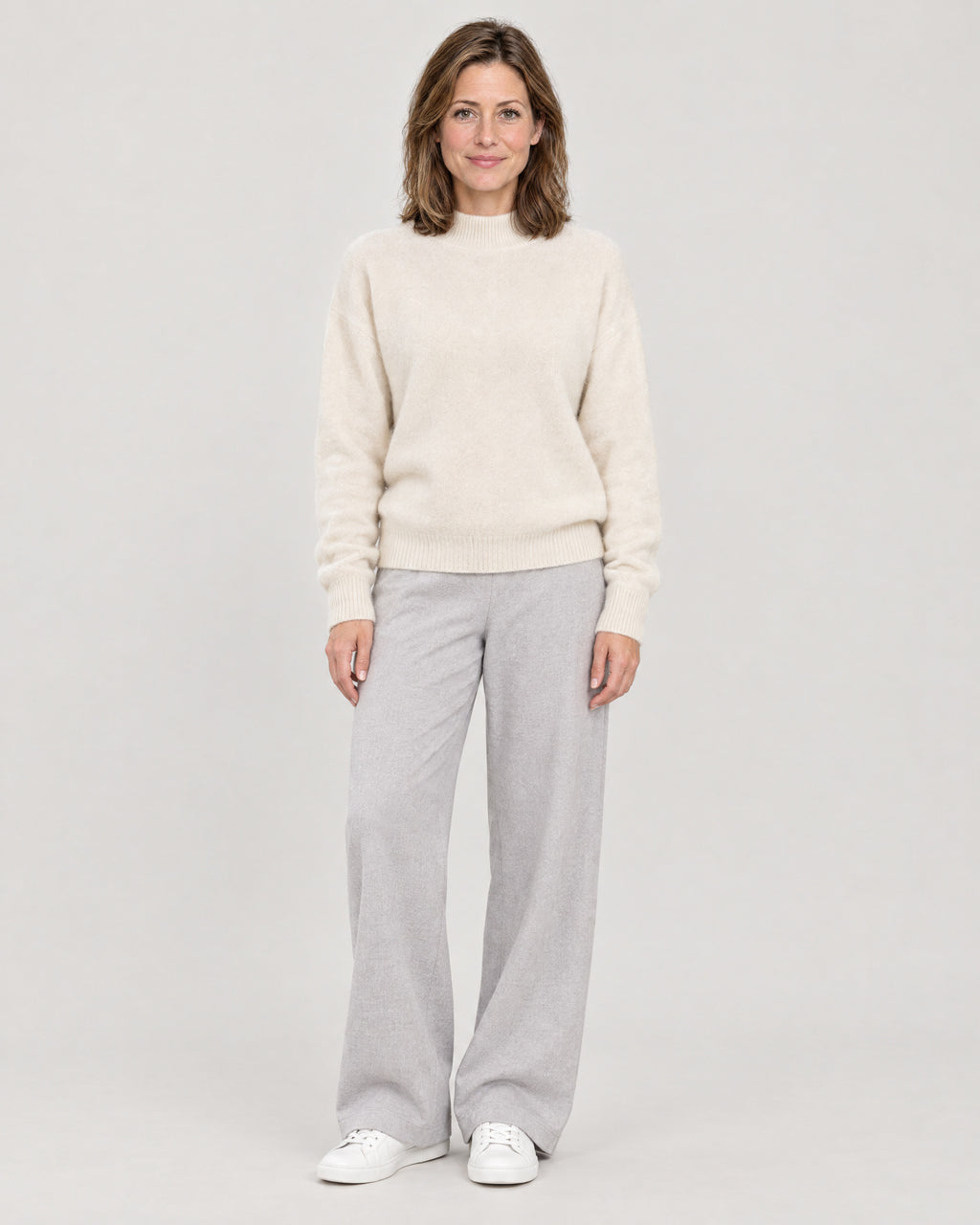 Kaschmirpullover Creme – Vorderansicht