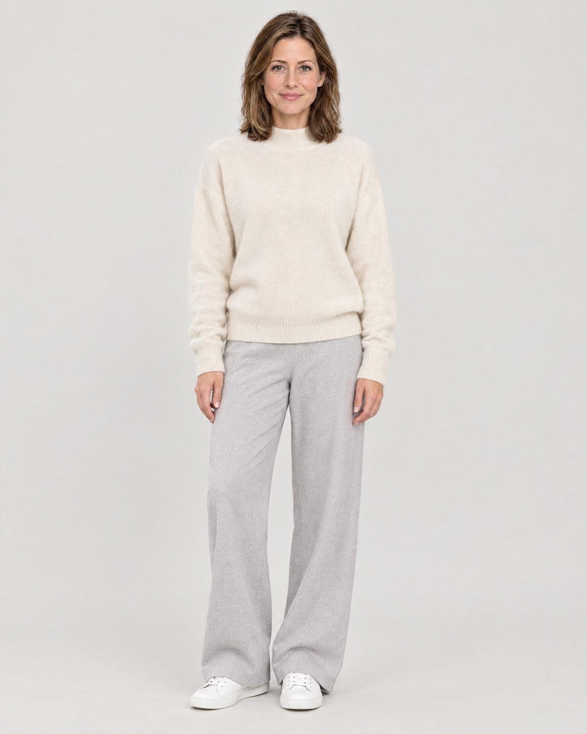 Kaschmirpullover Creme – Vorderansicht