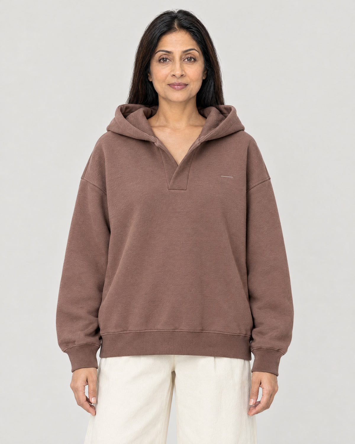 Oversize Kapuzenpullover Damen Altrosa – Vorderansicht