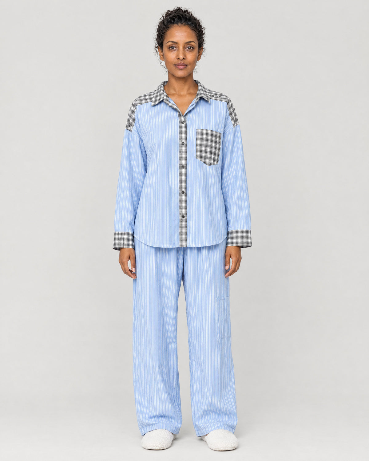 Pyjama-Set Blau – Vorderansicht