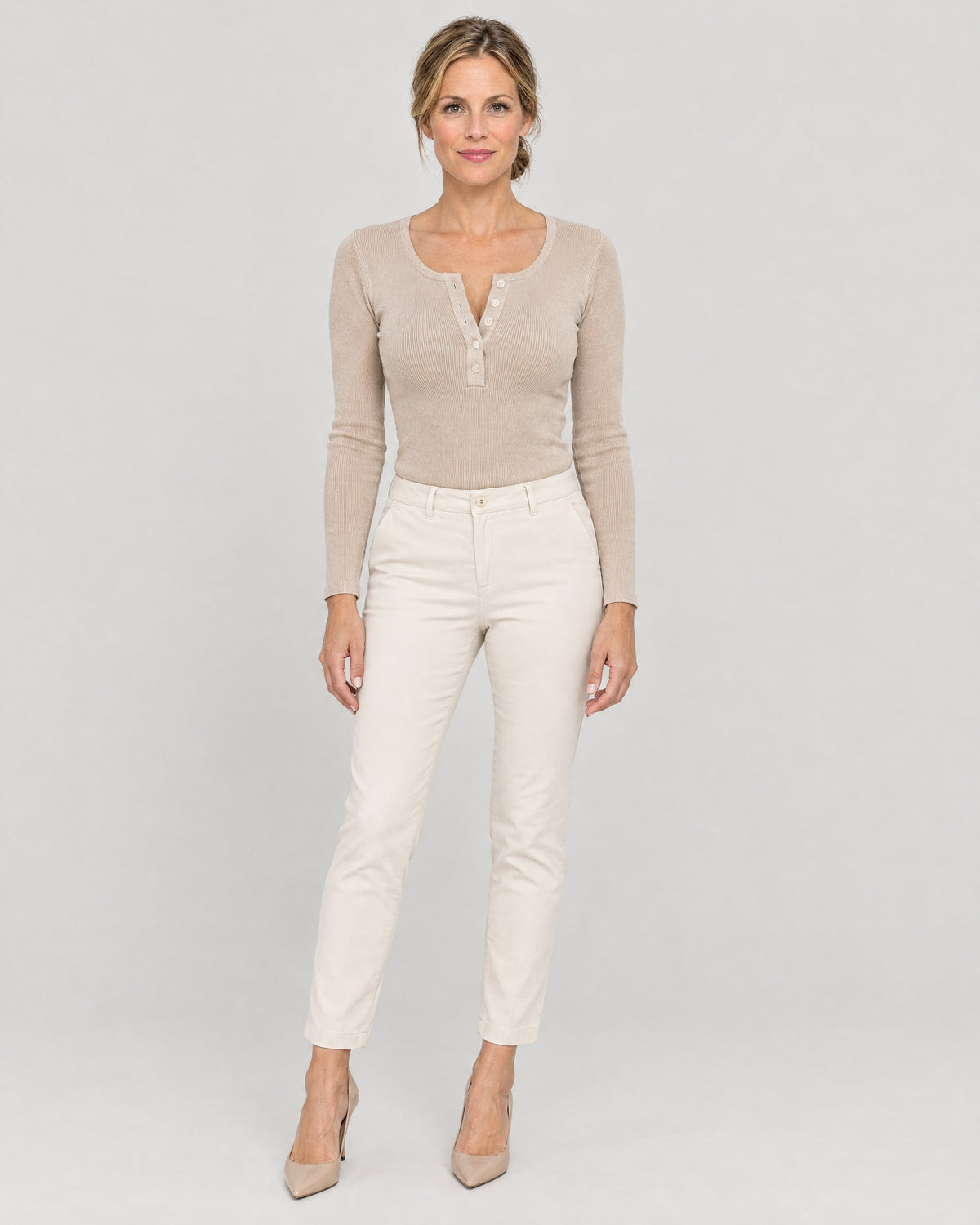 Henley Shirt Aprikose – Vorderansicht