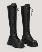 Schnürstiefel Damen Schwarz – Paar Dreiviertelansicht