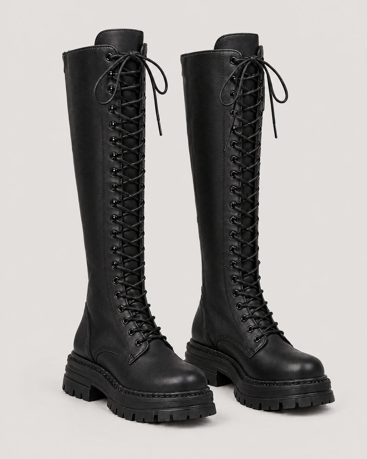 Schnürstiefel Damen Schwarz – Paar Dreiviertelansicht