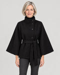 Cape Jacke Damen Schwarz – Vorderansicht