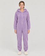 Teddy Fleece Overall Damen Lila – Vorderansicht