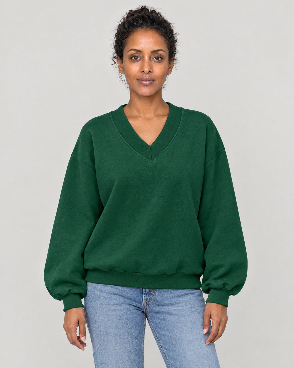 Oversized Sweatshirt Damen Grün – Vorderansicht