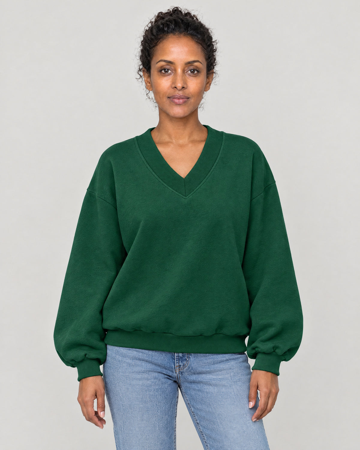 Oversized Sweatshirt Damen Grün – Vorderansicht