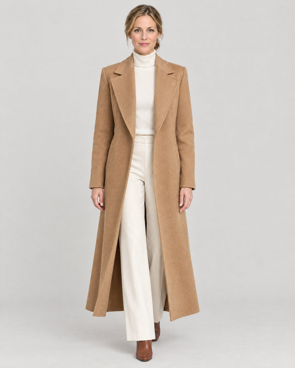 Longline Mantel Kamel – Vorderansicht