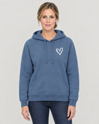 Hoodie mit Herz-Print Blau – Vorderansicht