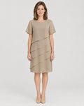 Chiffon Stufenkleid Khaki – Vorderansicht