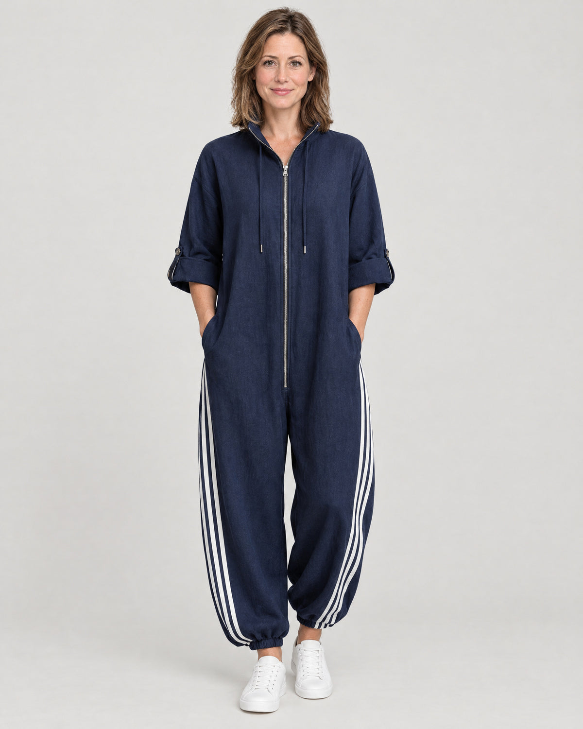 Jumpsuit Damen Dunkelblau – Vorderansicht