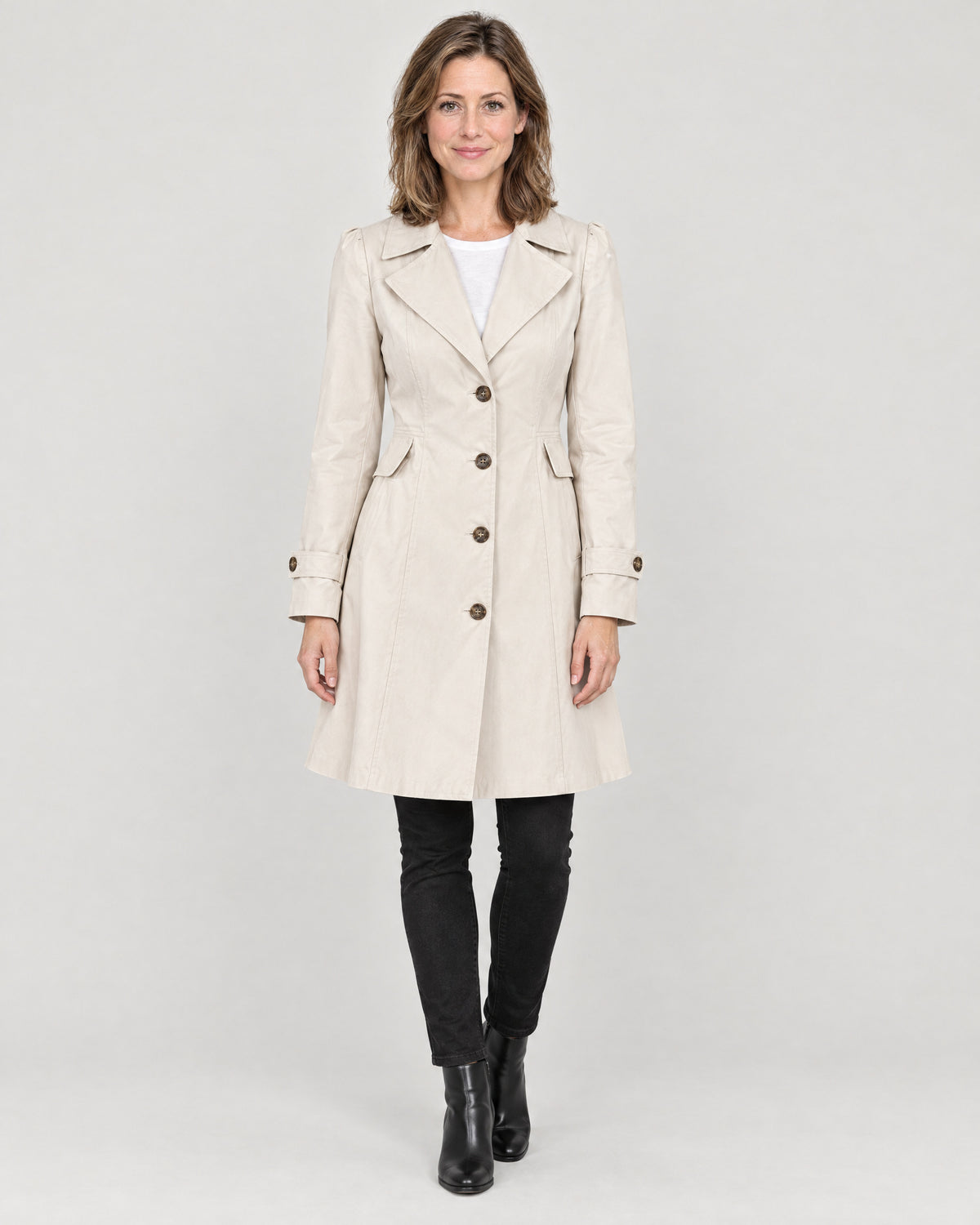 Trenchcoat Damen Beige – Vorderansicht