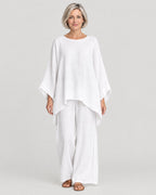 Oversized Zweiteiler Damen Weiß – Vorderansicht