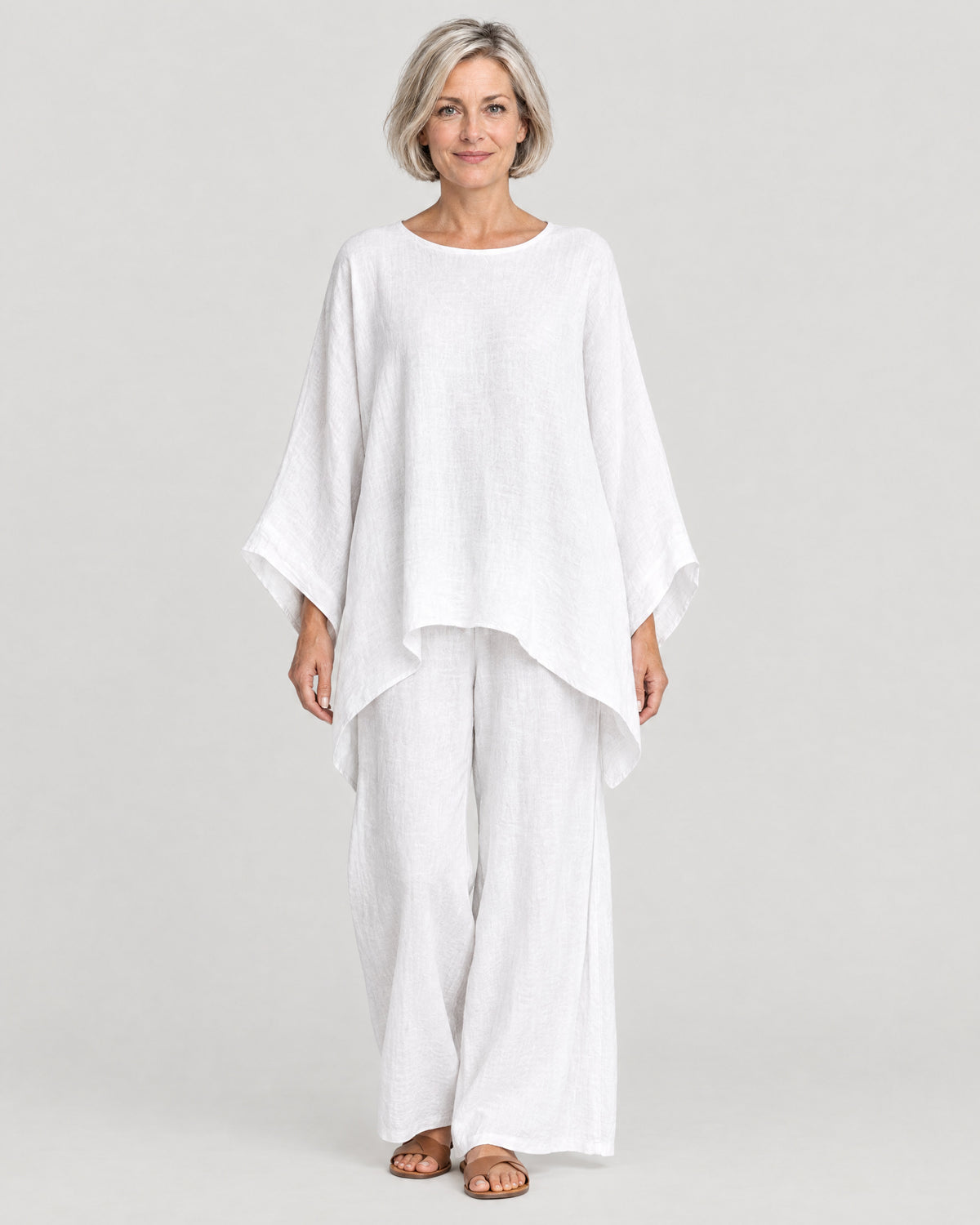 Oversized Zweiteiler Damen Weiß – Vorderansicht