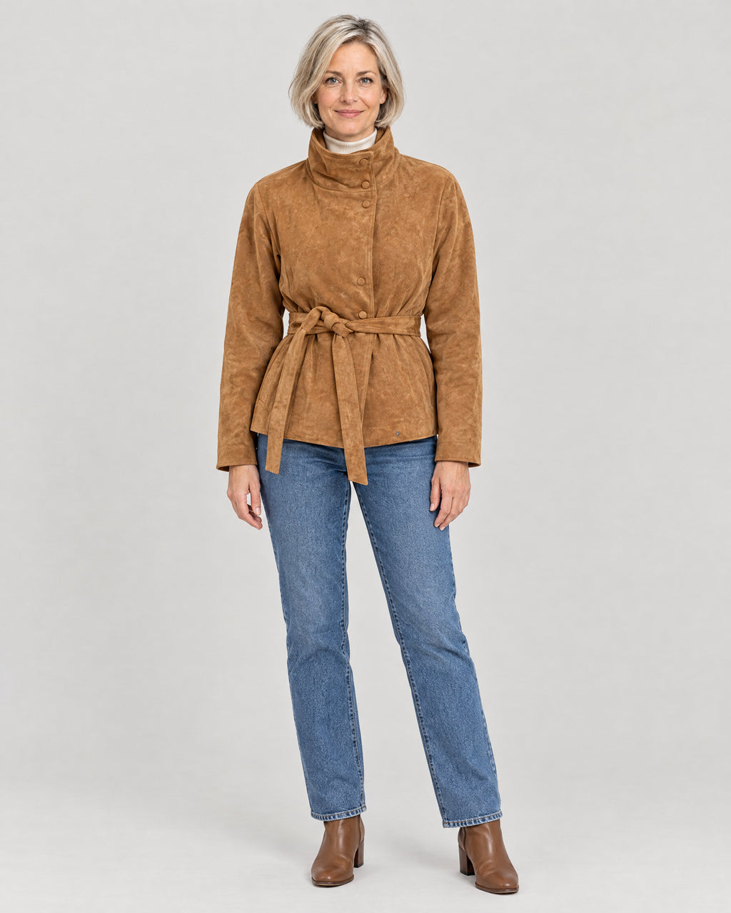 Wildlederjacke Kamel – Vorderansicht