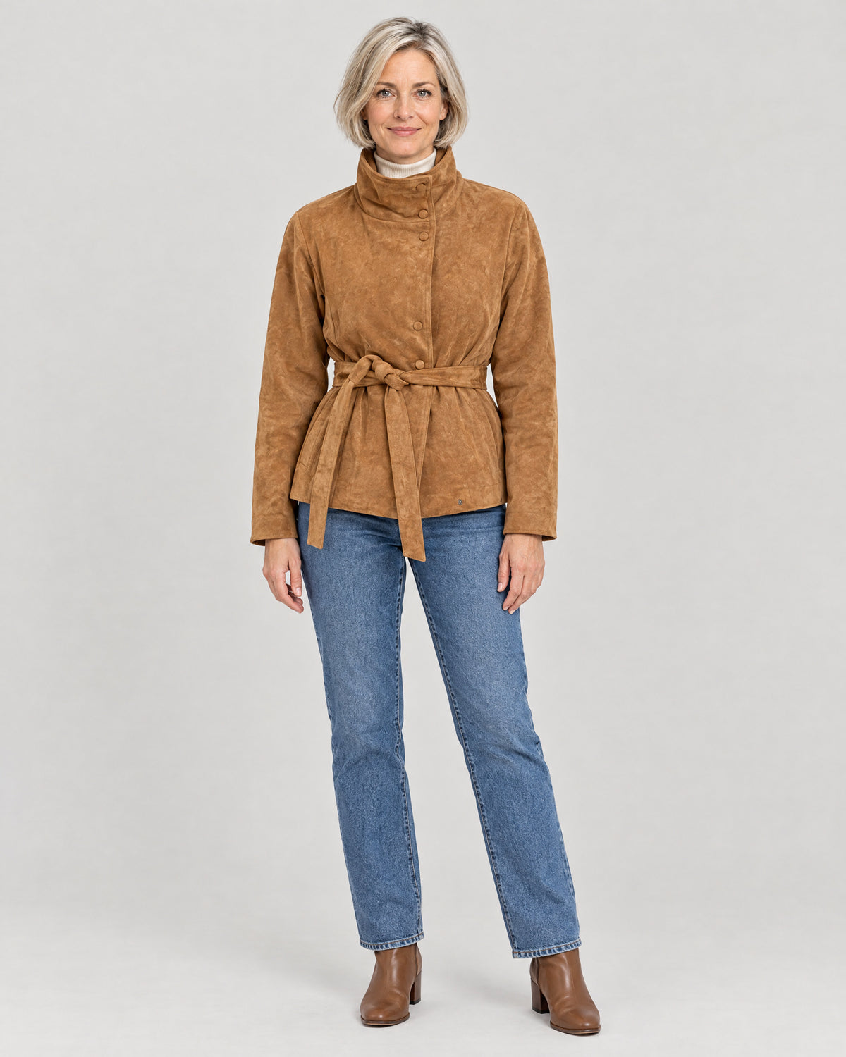 Wildlederjacke Kamel – Vorderansicht