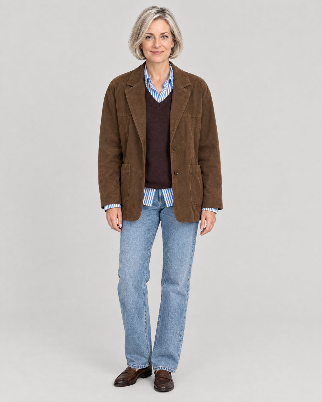 Oversize Jacke Braun – Vorderansicht