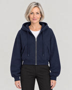 Cropped Sweatjacke Damen Marineblau – Vorderansicht