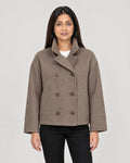 Kurze Wolljacke Damen Braun – Vorderansicht