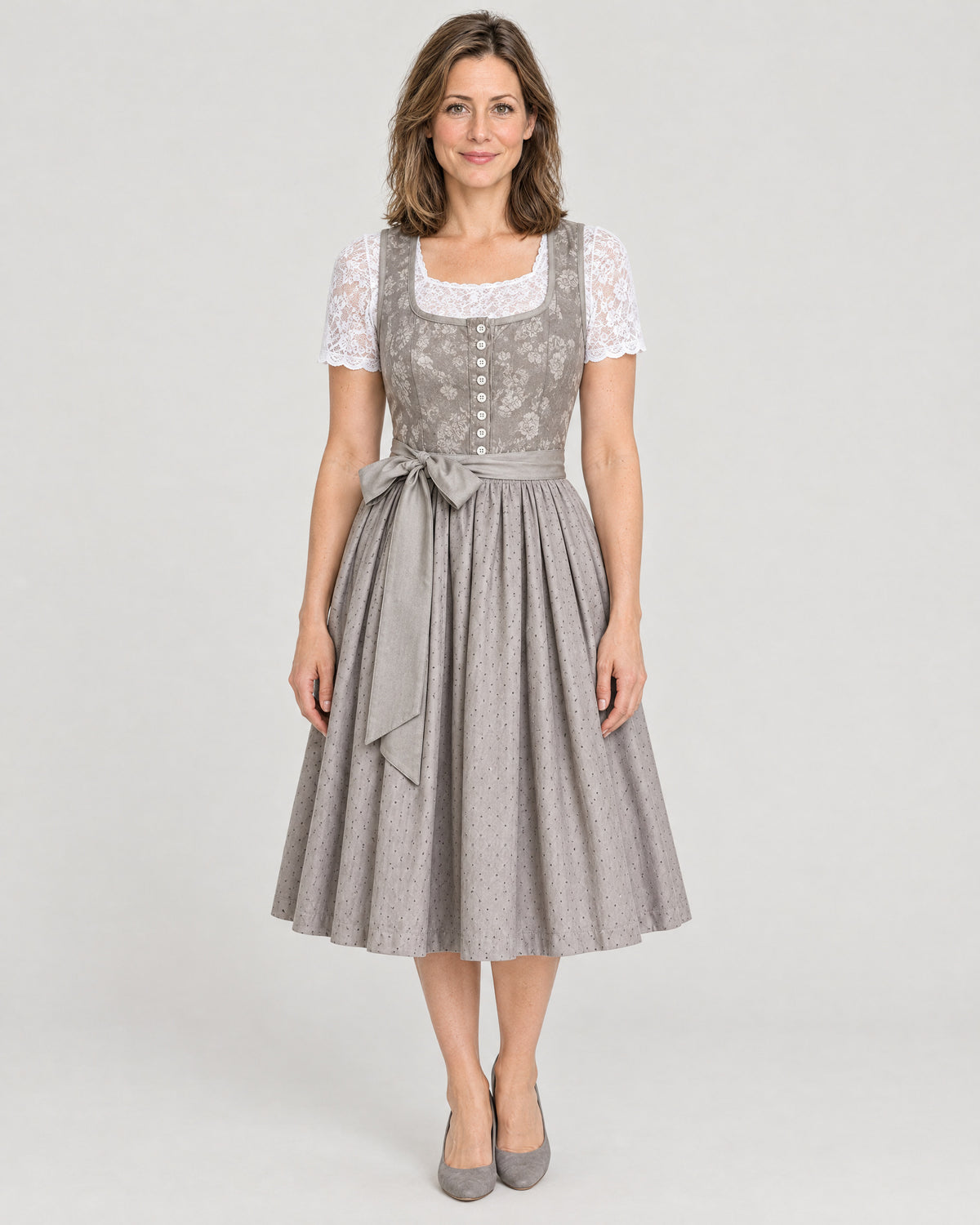 Dirndl Grau – Vorderansicht