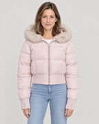 Kurze Steppjacke Damen Rosa – Vorderansicht