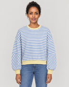 Gestreiftes Sweatshirt Damen Blau – Vorderansicht