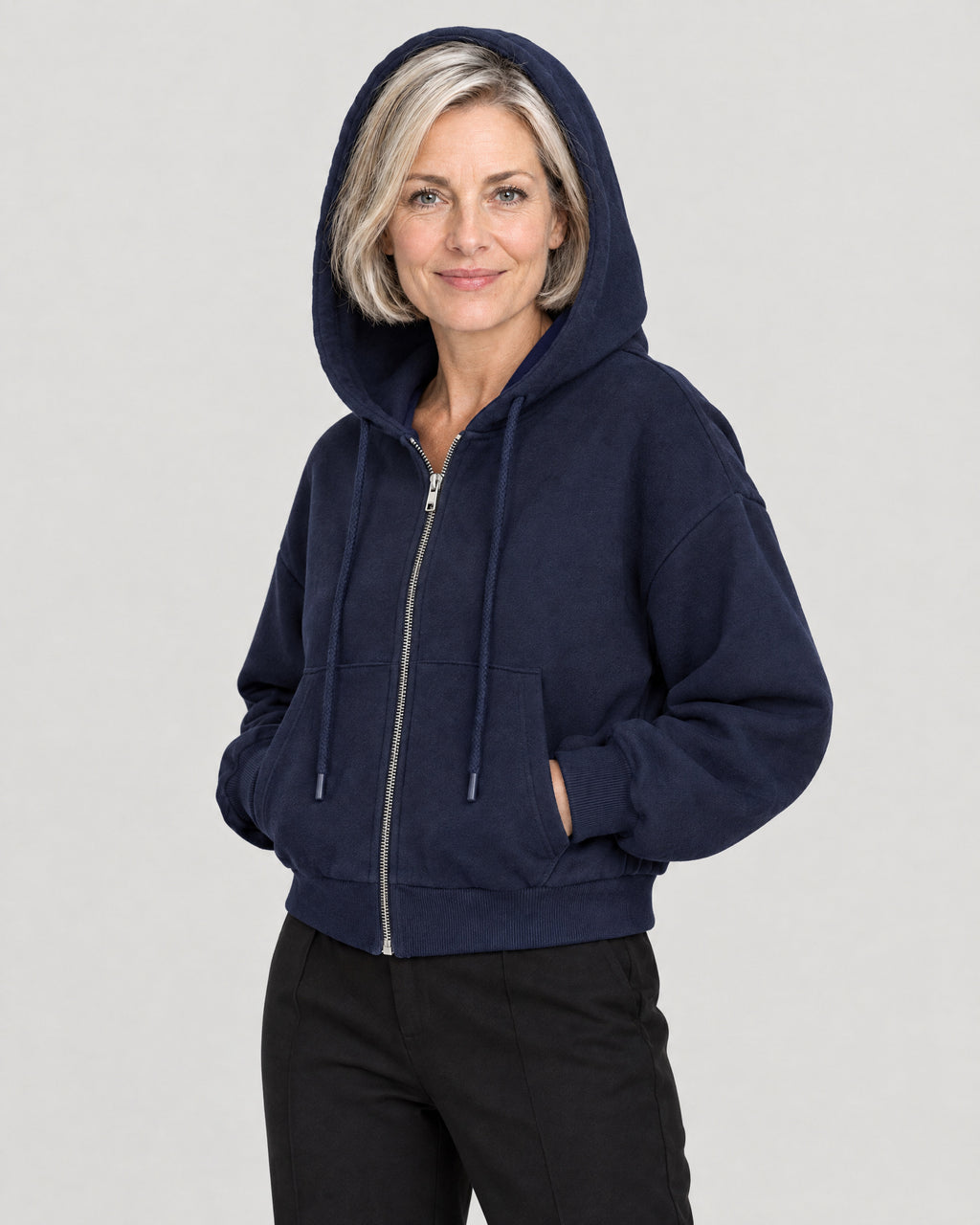 Cropped Sweatjacke – mit Kapuze