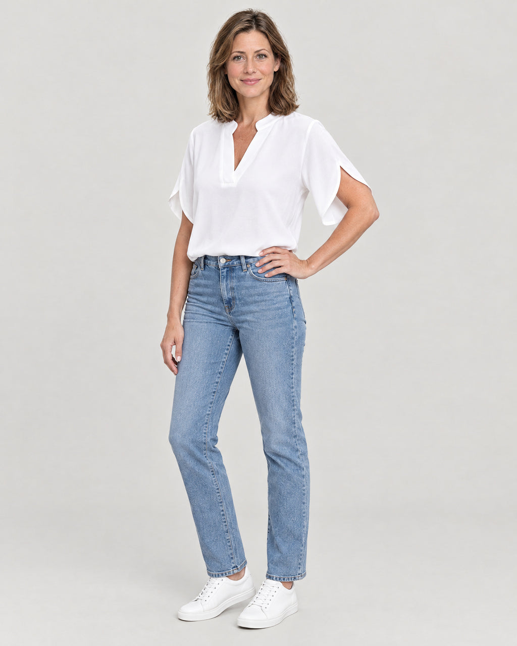 Kurzarm Bluse – Dreiviertelansicht