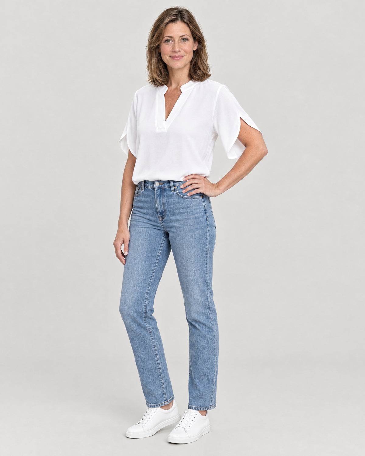 Kurzarm Bluse – Dreiviertelansicht