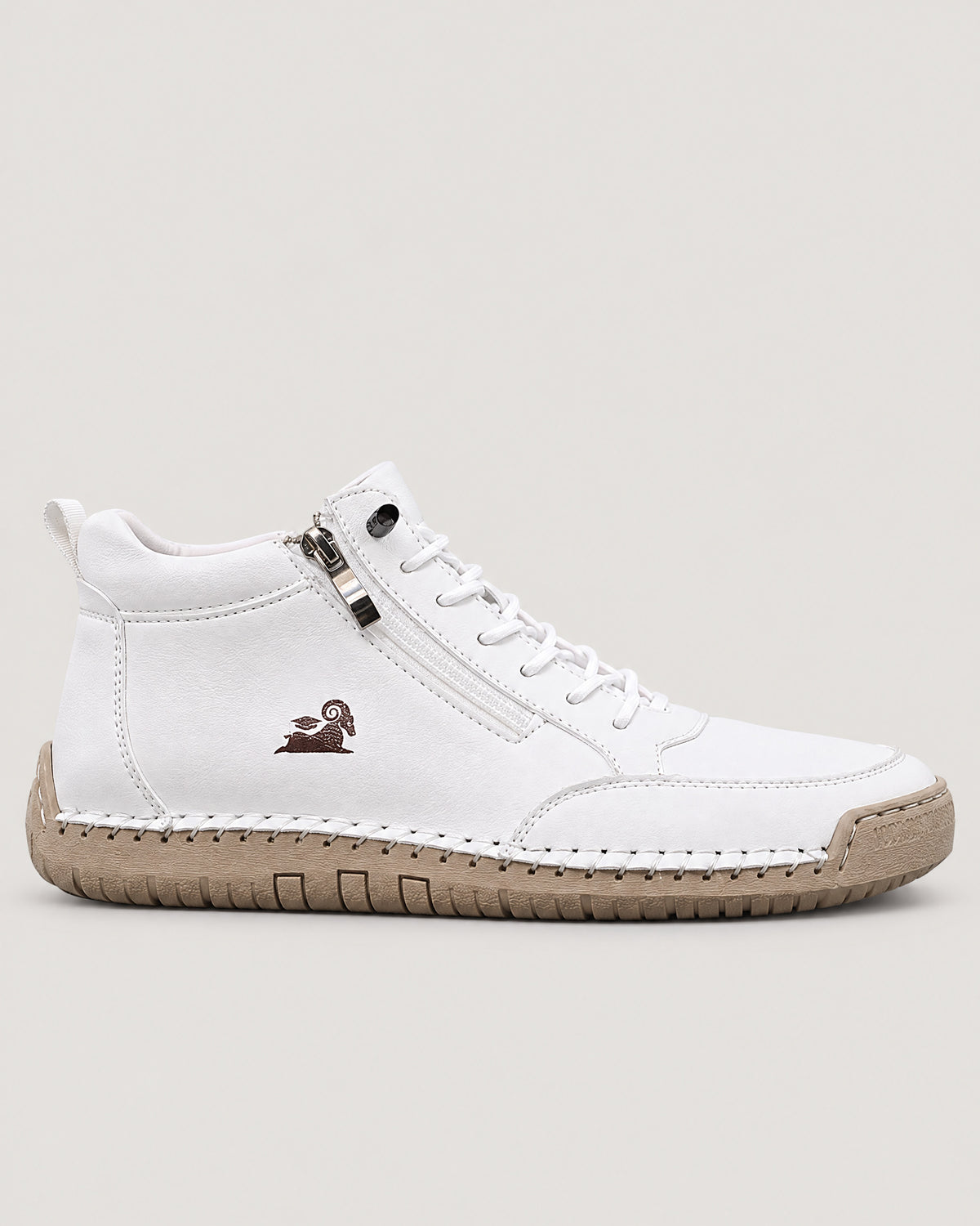 Sneaker Damen Weiß – Seitenansicht mit Reißverschluss