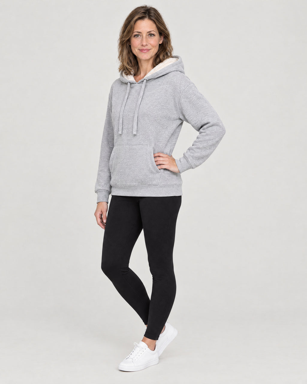 Fleece-Hoodie – Dreiviertelansicht