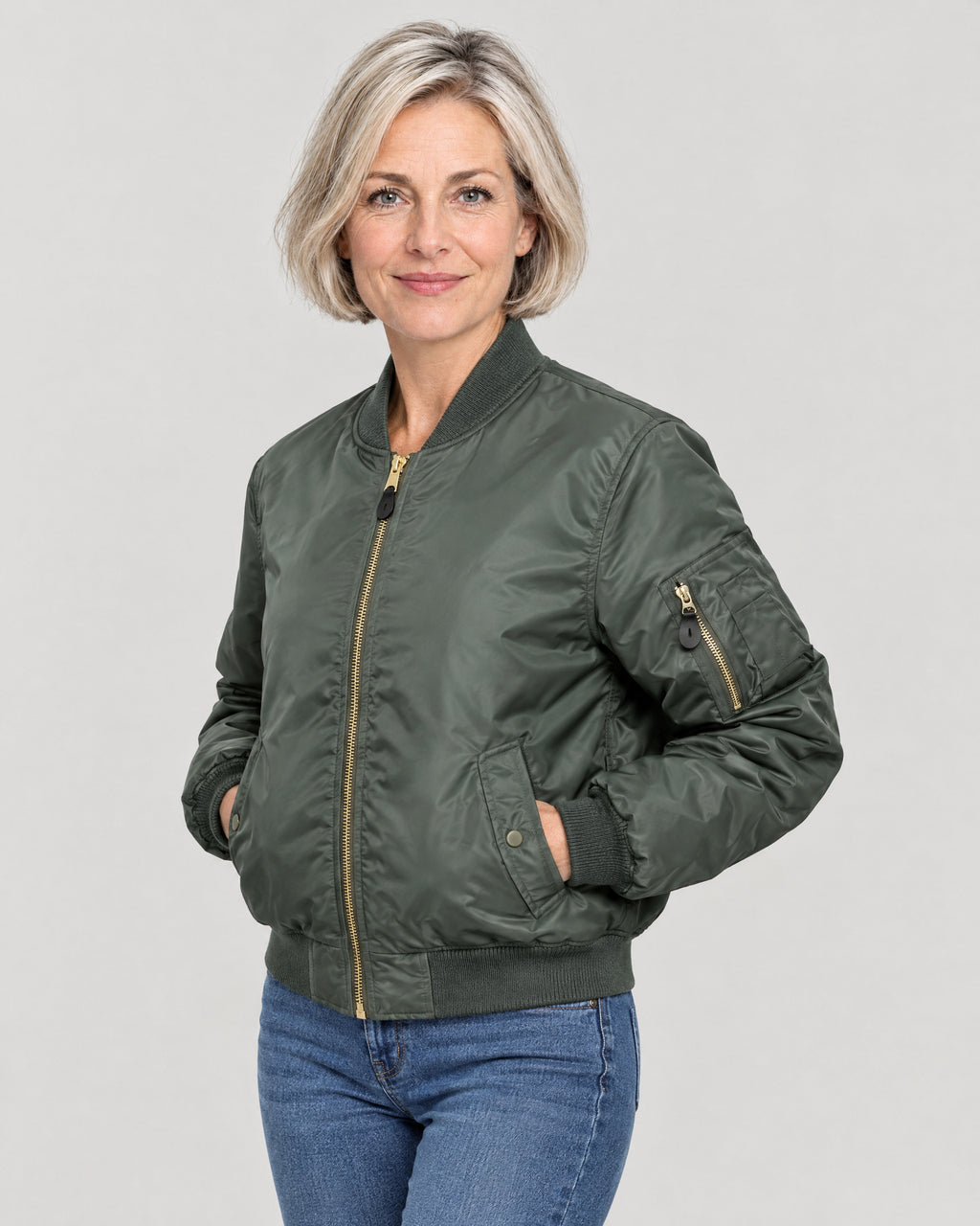 Bomberjacke Damen – Dreiviertelansicht