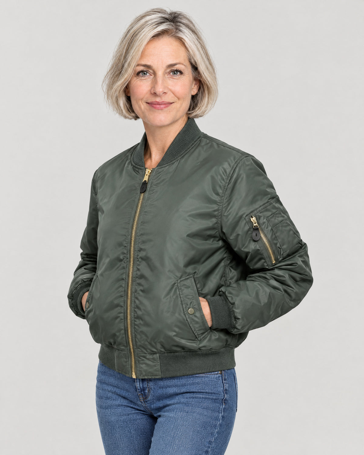 Bomberjacke Damen – Dreiviertelansicht