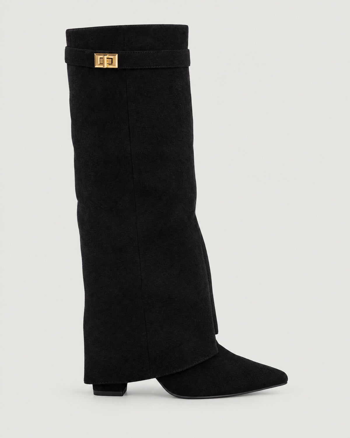 Wildlederstiefel Schwarz – Seitenansicht