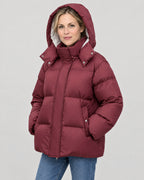 Oversized Pufferjacke – mit Kapuze