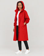 Regenmantel Damen Rot – mit Kapuze